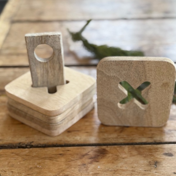 Wooden Coaster Set with Stacking Design for Storage - Picture 2 of 5